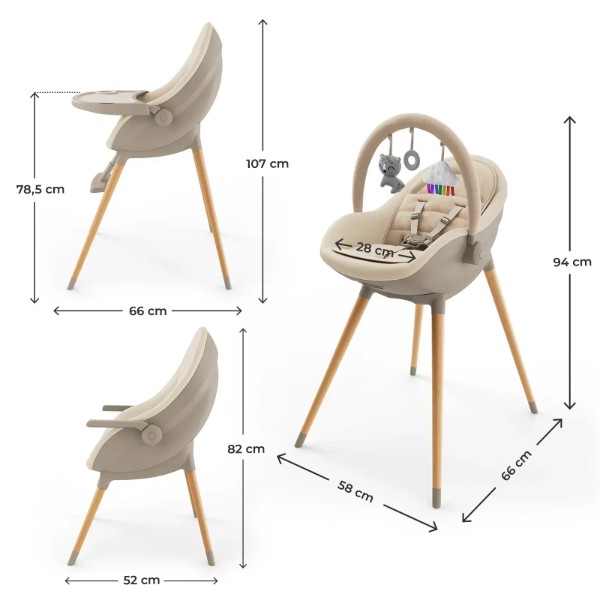 Фото - Стільчик для годування трансформер Kinderkraft 2в1 Kinderkraft Fini Up Beige (KHFINIUPBEG0000)
